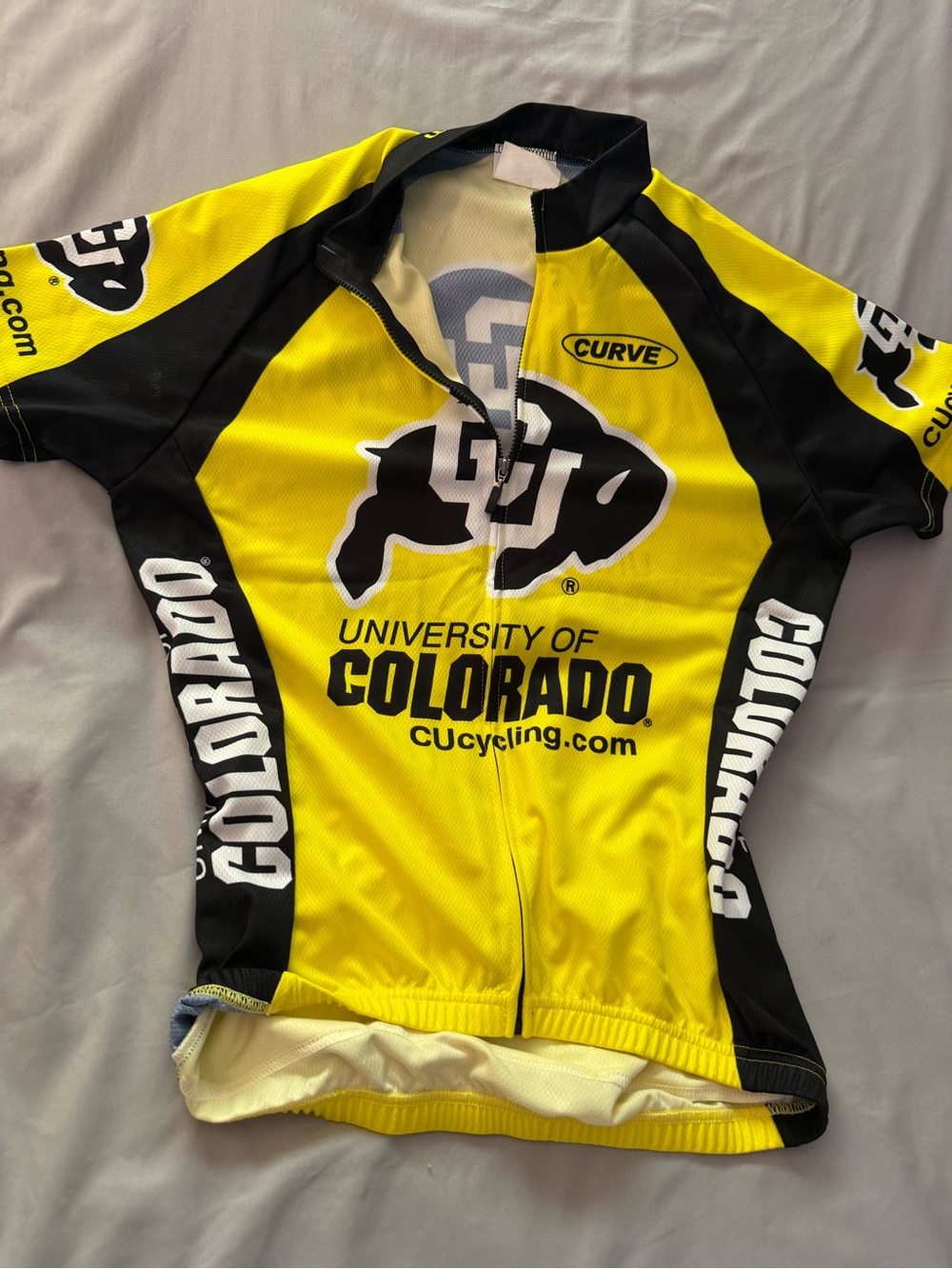 Men’s University of Colorado Yellow & Black Cycling Jersey Sz L